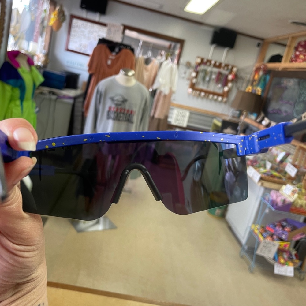 Viper Pit Shield Sport Visor Sunglasses with Blue Green Mirrored Lens - Picture 4 of 5